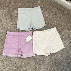 Kids Pastel Shorts Set - White, Lavender, Light Blue